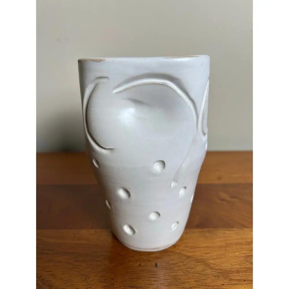 Handcrafted Studio Pottery Vase White Matte MCM Ceramic Signed Vase